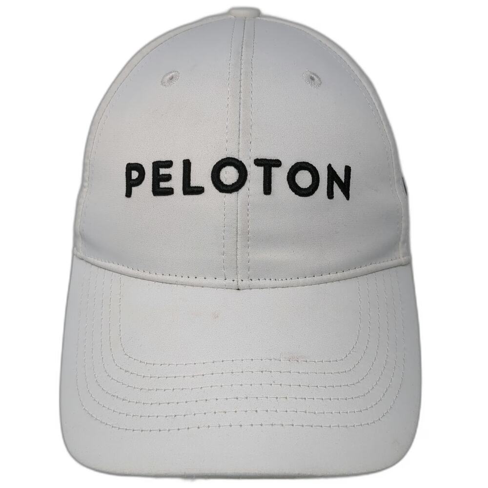 Peloton Baseball Cap White One Size Adjustable Slideback Logo Polyester Hat